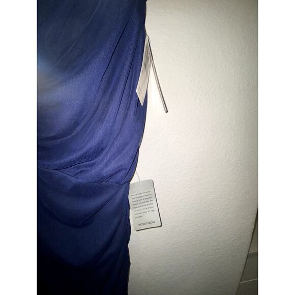 Womens One Shoulder Gauze Cinch Midi Blue Dress Size Small - Picture 3 of 4